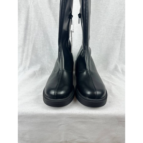 Wild Fable Womens Black Faux Leather Knee High Platform Block Heel Boots Size 7 - Picture 4 of 8